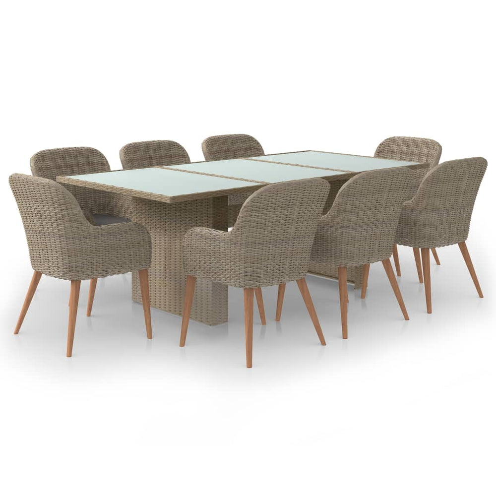 vidaXL Salon de jardin à dîner 9 pcs Résine tressée Marron