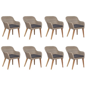 9-tlg. Garten-Essgruppe Poly Rattan Braun