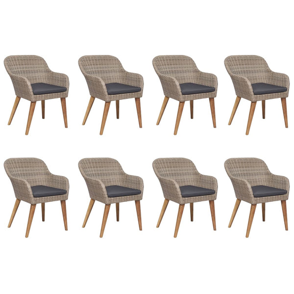 9-tlg. Garten-Essgruppe Poly Rattan Braun