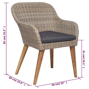 9-tlg. Garten-Essgruppe Poly Rattan Braun