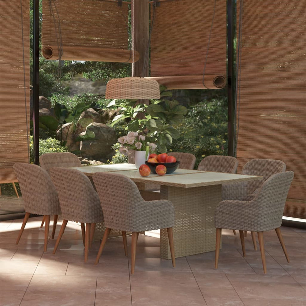 vidaXL Salon de jardin à dîner 9 pcs Résine tressée Marron