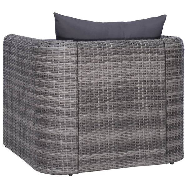 9-tlg. Garten-Lounge-Set mit Kissen Poly Rattan Grau