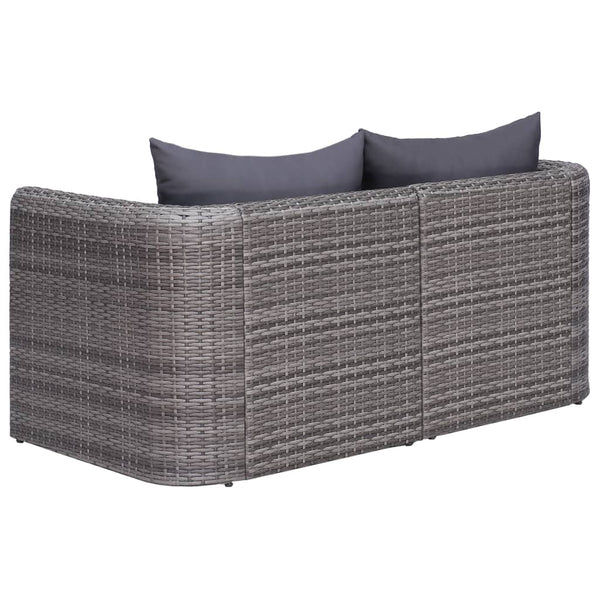 10-tlg. Garten-Lounge-Set mit Kissen Poly Rattan Grau
