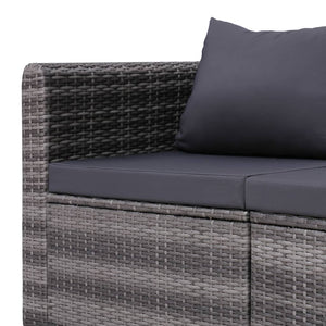 10-tlg. Garten-Lounge-Set mit Kissen Poly Rattan Grau