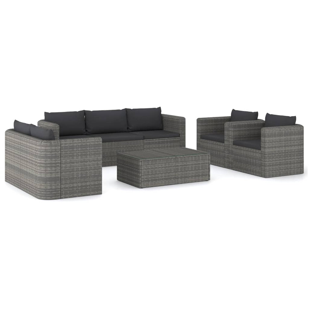 vidaXL Salon de jardin 8 pcs avec coussins résine tressée Gris
