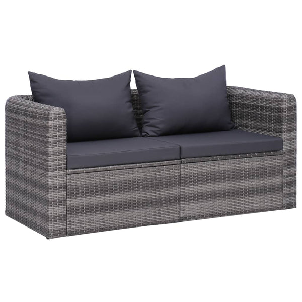 8-tlg. Garten-Lounge-Set mit Kissen Poly Rattan Grau