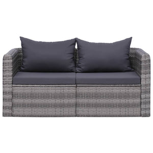 8-tlg. Garten-Lounge-Set mit Kissen Poly Rattan Grau