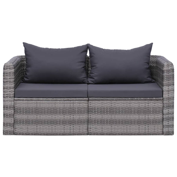 8-tlg. Garten-Lounge-Set mit Kissen Poly Rattan Grau