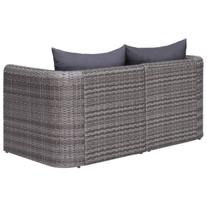 8-tlg. Garten-Lounge-Set mit Kissen Poly Rattan Grau