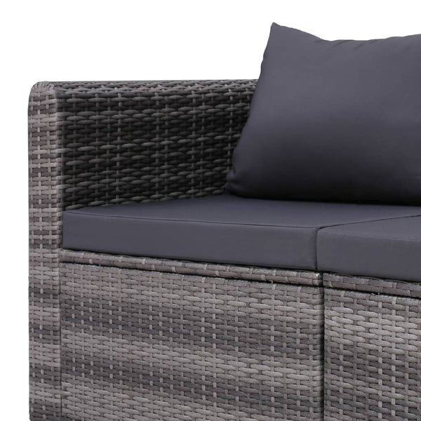 8-tlg. Garten-Lounge-Set mit Kissen Poly Rattan Grau
