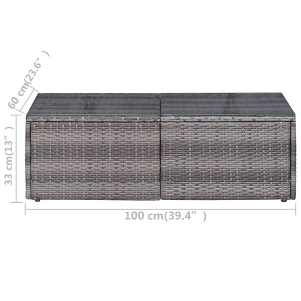 9-tlg. Garten-Lounge-Set mit Kissen Poly Rattan Grau