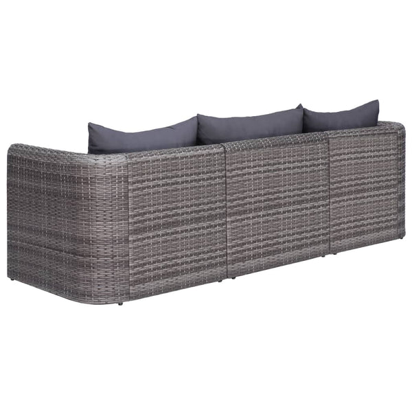 9-tlg. Garten-Lounge-Set mit Kissen Poly Rattan Grau