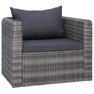 7-tlg. Garten-Lounge-Set mit Kissen Poly Rattan Grau