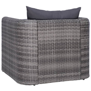 7-tlg. Garten-Lounge-Set mit Kissen Poly Rattan Grau