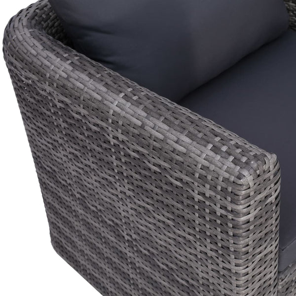 7-tlg. Garten-Lounge-Set mit Kissen Poly Rattan Grau