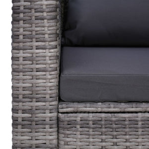 7-tlg. Garten-Lounge-Set mit Kissen Poly Rattan Grau