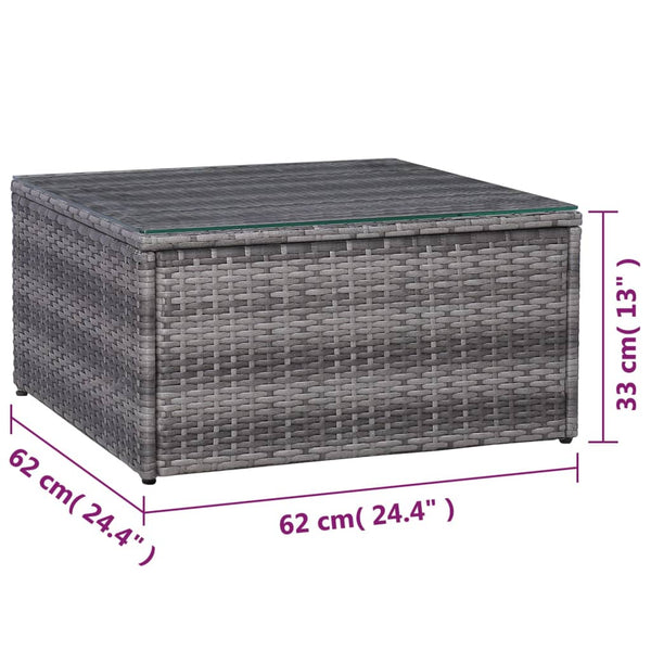 8-tlg. Garten-Lounge-Set mit Kissen Poly Rattan Grau
