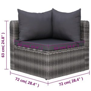 8-tlg. Garten-Lounge-Set mit Kissen Poly Rattan Grau