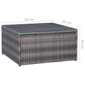 9-tlg. Garten-Lounge-Set mit Kissen Poly Rattan Grau