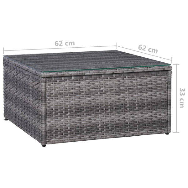 9-tlg. Garten-Lounge-Set mit Kissen Poly Rattan Grau