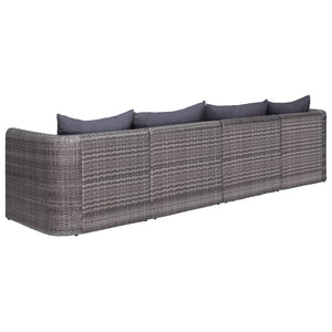 9-tlg. Garten-Lounge-Set mit Kissen Poly Rattan Grau
