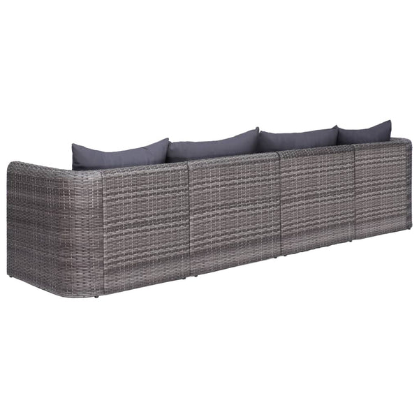 9-tlg. Garten-Lounge-Set mit Kissen Poly Rattan Grau