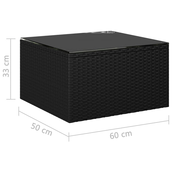 10-tlg. Garten-Lounge-Set mit Kissen Poly Rattan Schwarz