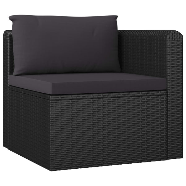 10-tlg. Garten-Lounge-Set mit Kissen Poly Rattan Schwarz
