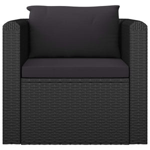 10-tlg. Garten-Lounge-Set mit Kissen Poly Rattan Schwarz