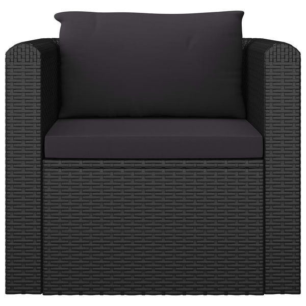 10-tlg. Garten-Lounge-Set mit Kissen Poly Rattan Schwarz