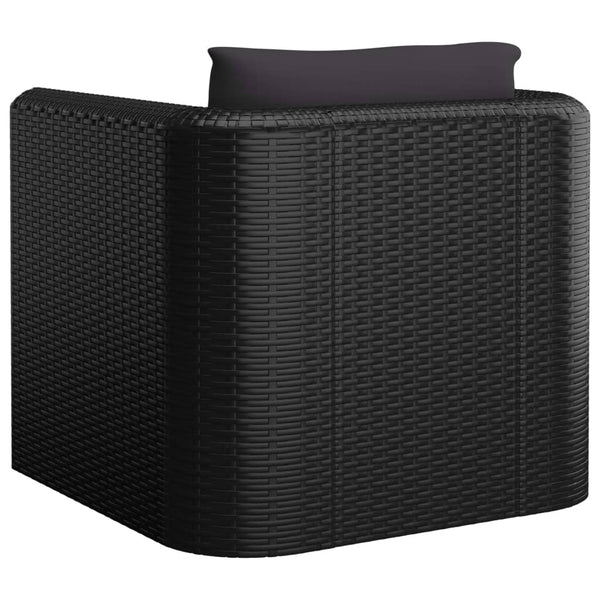 10-tlg. Garten-Lounge-Set mit Kissen Poly Rattan Schwarz