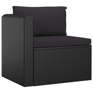 10-tlg. Garten-Lounge-Set mit Kissen Poly Rattan Schwarz