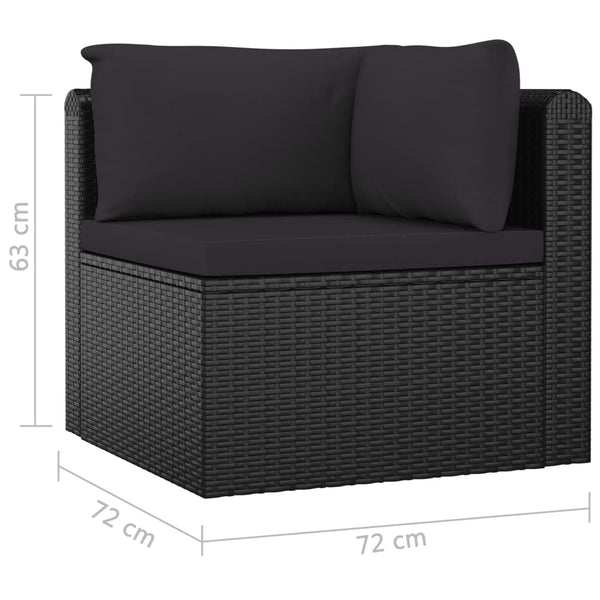10-tlg. Garten-Lounge-Set mit Kissen Poly Rattan Schwarz