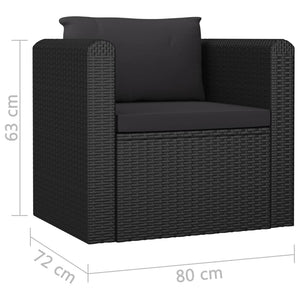 10-tlg. Garten-Lounge-Set mit Kissen Poly Rattan Schwarz