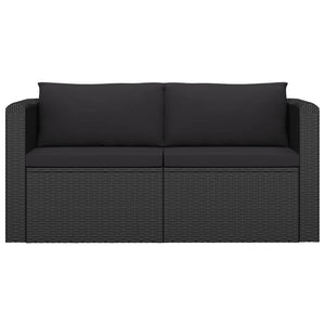 11-tlg. Garten-Lounge-Set mit Kissen Poly Rattan Schwarz