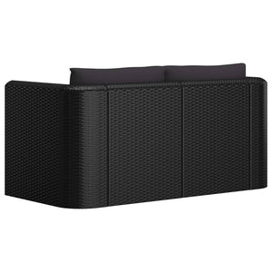 11-tlg. Garten-Lounge-Set mit Kissen Poly Rattan Schwarz