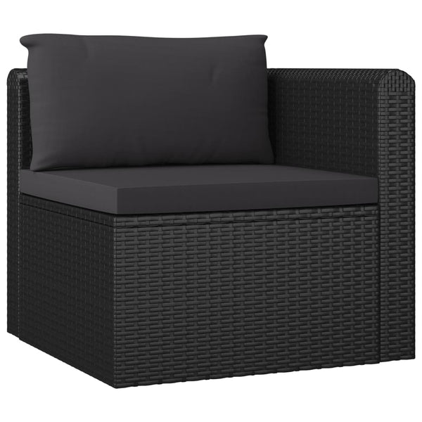 11-tlg. Garten-Lounge-Set mit Kissen Poly Rattan Schwarz