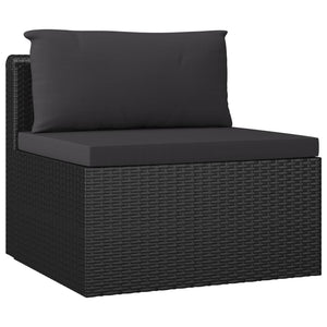 11-tlg. Garten-Lounge-Set mit Kissen Poly Rattan Schwarz
