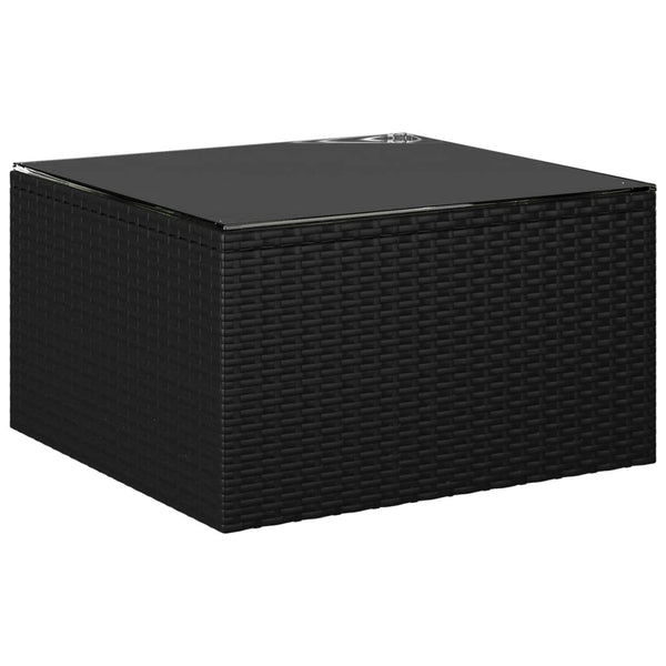 11-tlg. Garten-Lounge-Set mit Kissen Poly Rattan Schwarz