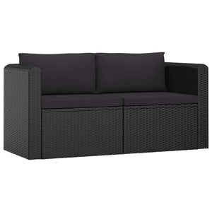 11-tlg. Garten-Lounge-Set mit Kissen Poly Rattan Schwarz