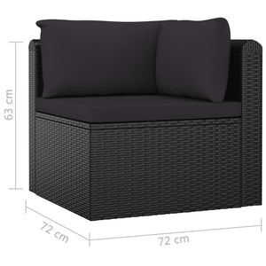 11-tlg. Garten-Lounge-Set mit Kissen Poly Rattan Schwarz