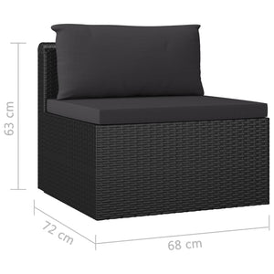 11-tlg. Garten-Lounge-Set mit Kissen Poly Rattan Schwarz