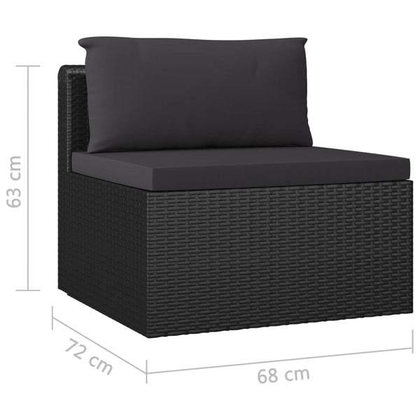 11-tlg. Garten-Lounge-Set mit Kissen Poly Rattan Schwarz