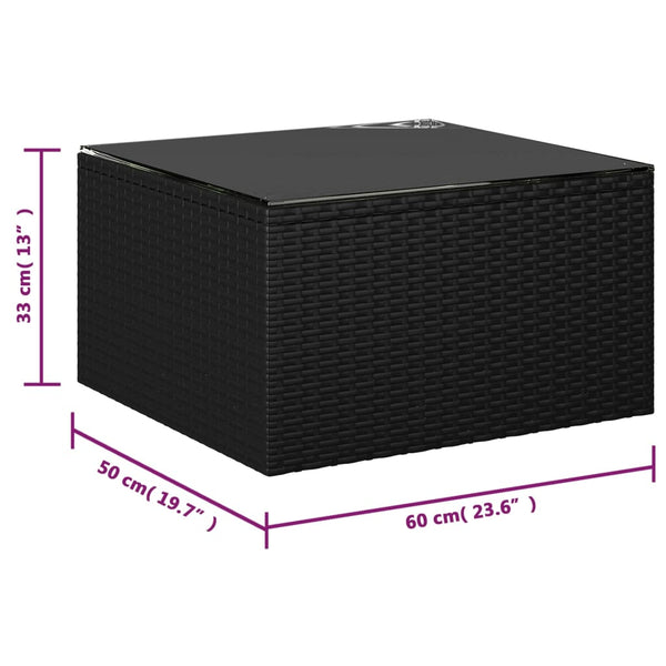 9-tlg. Garten-Lounge-Set mit Kissen Poly Rattan Schwarz