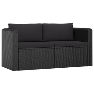 9-tlg. Garten-Lounge-Set mit Kissen Poly Rattan Schwarz