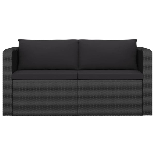 9-tlg. Garten-Lounge-Set mit Kissen Poly Rattan Schwarz