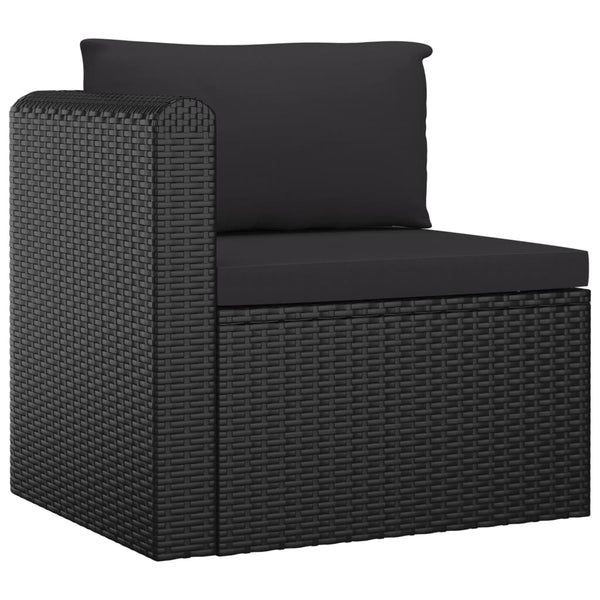 10-tlg. Garten-Lounge-Set mit Kissen Poly Rattan Schwarz