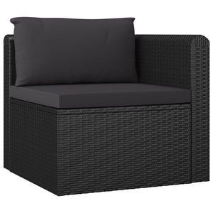 10-tlg. Garten-Lounge-Set mit Kissen Poly Rattan Schwarz