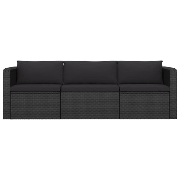 10-tlg. Garten-Lounge-Set mit Kissen Poly Rattan Schwarz