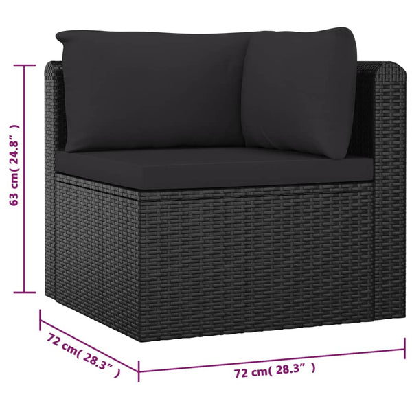 10-tlg. Garten-Lounge-Set mit Kissen Poly Rattan Schwarz